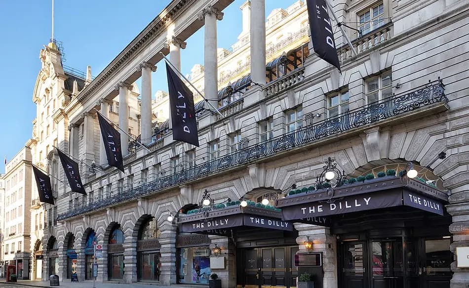 The Dilly Hotel exterior on Piccadilly, London