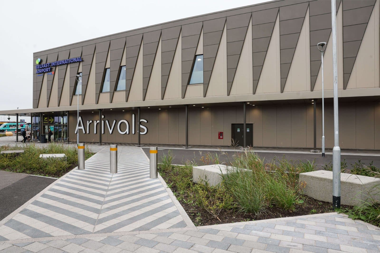 Belfast International Airport arrivals terminal exterior